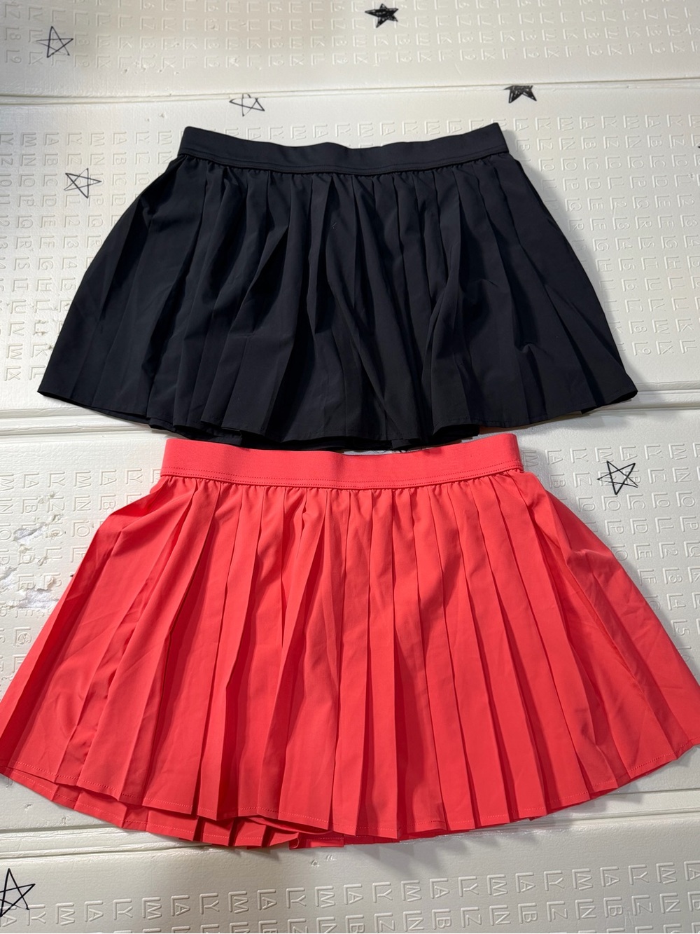 No Boundaries Black and Coral Pleated Skirt Duo